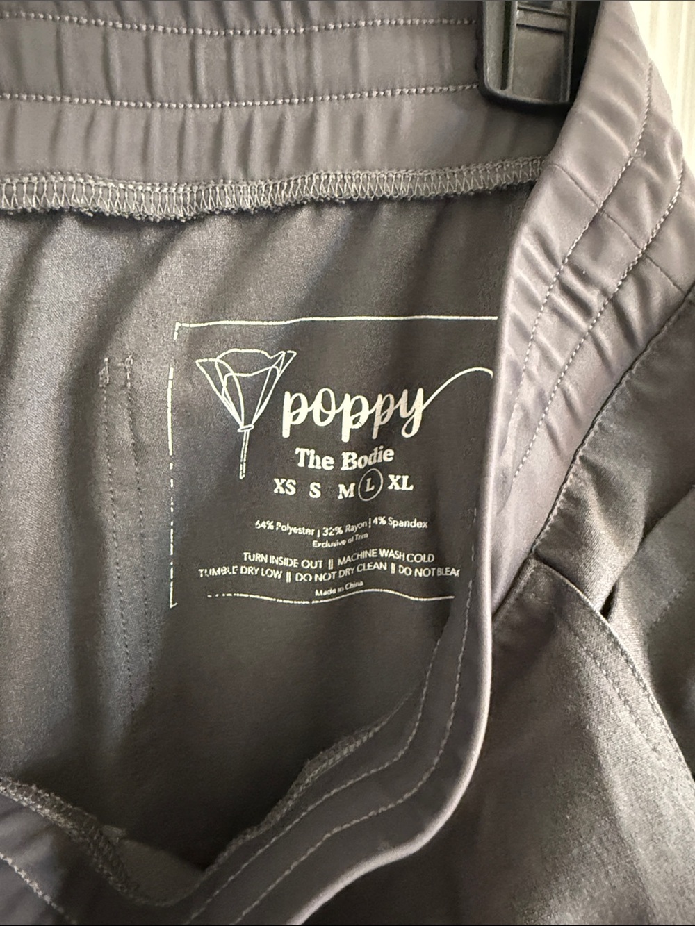 Women’s Poppy Charcoal Scrub Pants with Orange Drawstring - Picture 5 of 5